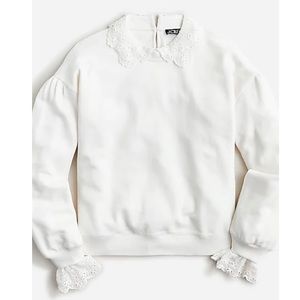 NWT J Crew cream sweatshirt with lace detail S small